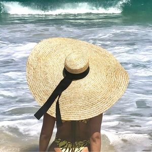 Oversized straw beach hat